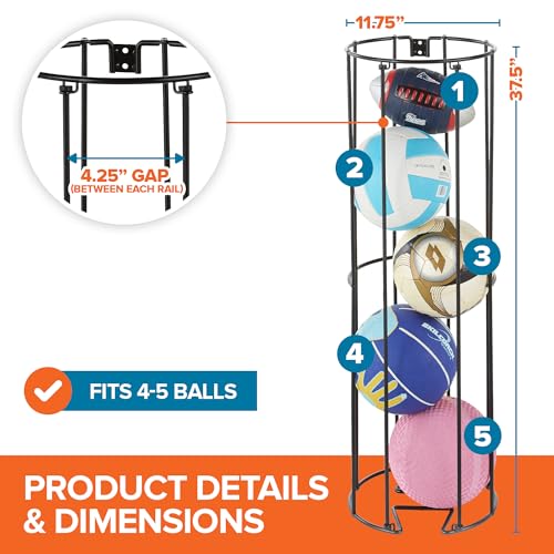 Vertical Ball Storage Rack, Wall-Mounted Garage Sports - Image 4