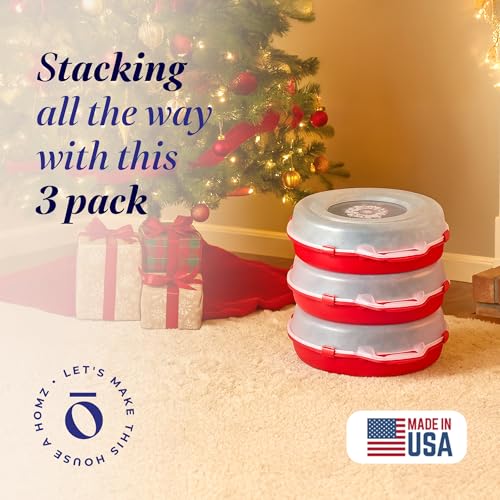 HOMZ Holiday Storage 24" Clear Plastic Wreath Container, Red - Image 5
