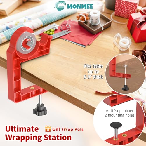 Wrapping Paper Holder, One-Hand Tape Cutter, Red - Image 7