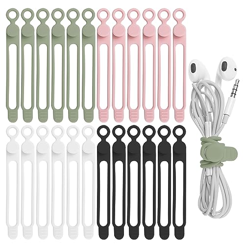 24Pcs Silicone Cable Ties, Cord Organizer Cable Management-Multi - Image 2