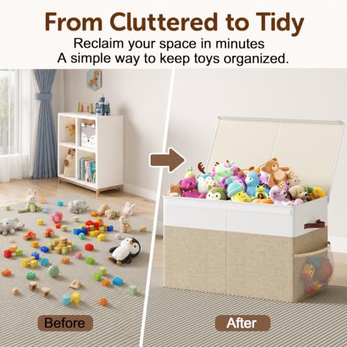 Large Toy Storage Box with Lid, Toy Chest with Divider - Image 5