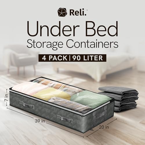 Reli. 90L Under Bed Storage Containers 4 Pack | Closet - Image 3