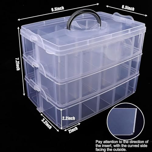 Bead Organizer 3 Tier 30 grid Stackable Craft Tackle | All Products - Image 3
