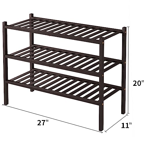 ROMGUAR CRAFT 3 Tier Bamboo Shoe Rack for Closet Free Standing - Image 4