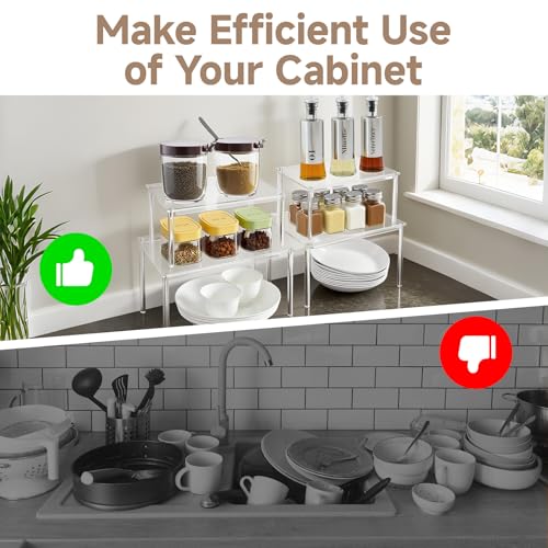 Clear Kitchen Cabinet Organizer, Set of 4 Stackable Spice Rack - Image 6