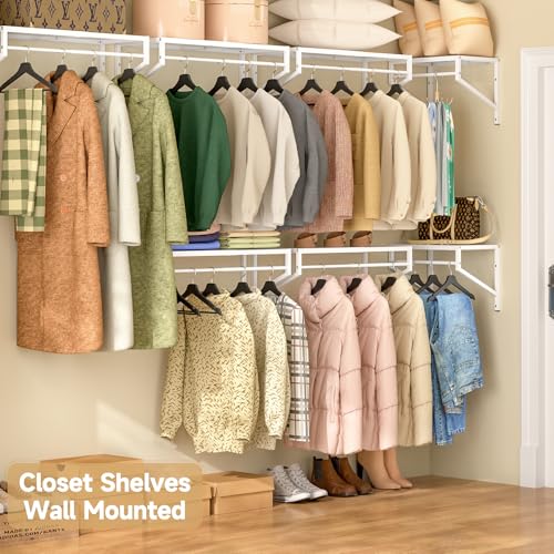 ThreeHio Expandable Closet Shelves Wall Mounted, 2 Pack - Image 3