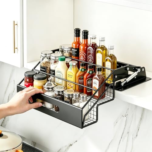 15.7" Pull Down Spice Rack 3 Tier Drop Down Cabinet - Image 2