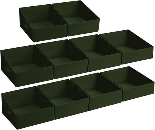 DIMJ Closet Storage Bins 10 Pack - Fabric Storage Baskets for Shelves, Collapsible Clothes Organizer with Handles, Trapezoid Shelf Organization Storage Cubes for Purse, Toys, Books, Towel, Clothes