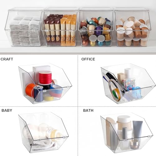Yerliker 20 Pcs Stackable Storage Bins with Lids Organizer, Clear - Image 6