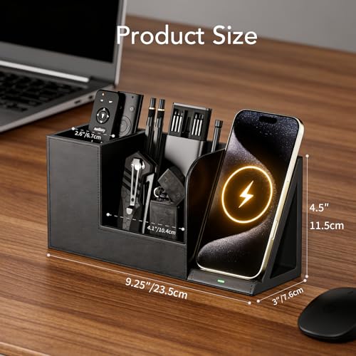 GORESE Desk Organizer with Charging Station, PU Leather Desktop - Image 7
