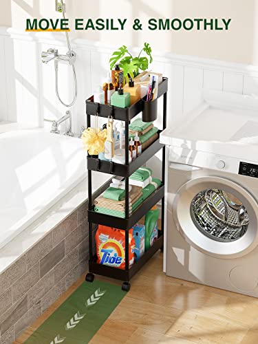 LEHOM Slim Rolling Storage Cart - 4 Tiers Bathroom Organizer - Image 4