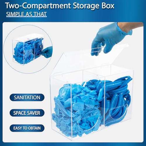 SEANADO Clear Acrylic Glove Holder Dispenser with Lid, 2 - Image 3