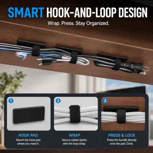 Under Desk Cable Management Ties, 20 Pack - Image 3