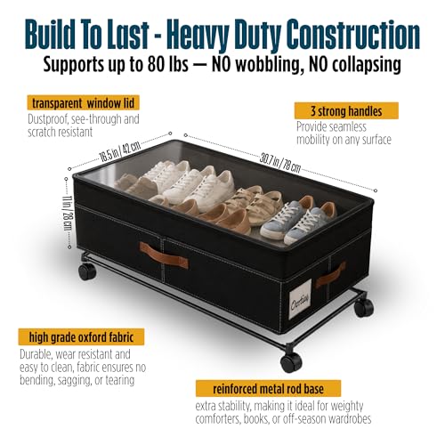 Under Bed Storage Organizer with Wheels, Rolling Under Bed - Image 3