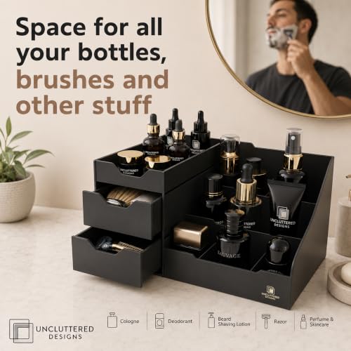 Uncluttered Designs Mens Cologne Organizer for Dresser, Black - Image 5