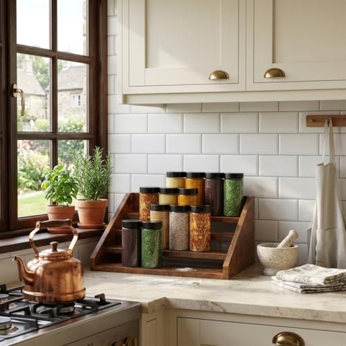 4 Tier Wood Spice Rack Organizer for Cabinet, Super - Image 6