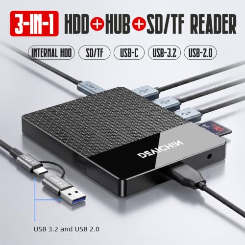 1TB External Hard Drive, USB C & USB 3.0 Multiport Hub+ SD/TF - Image 4