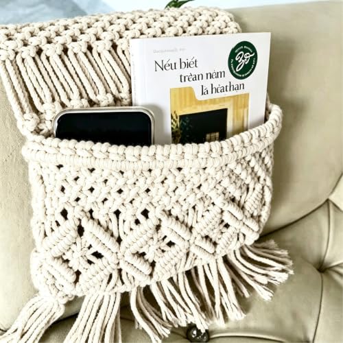Sofa Armrest Organizer, Armchair Caddy, Macrame Couch Organizer - Image 5
