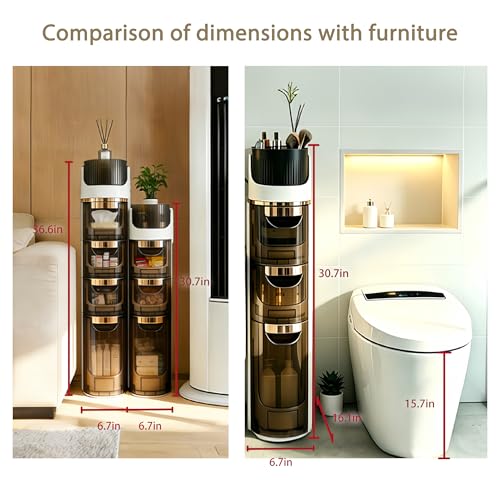 BGYMF 3-Tier Narrow Slim Bathroom Storage Cabinet,Movable,White - Image 3