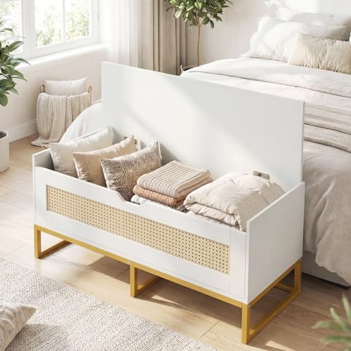 GIANTEX Rattan Shoe Bench, Flip-Top Entryway Bench | Home Organization - Image 5