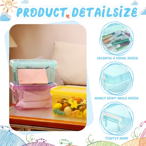 6 Pack Colorful Plastic Storage Bins with Lids, Colorful - Image 5