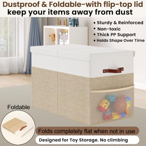 Large Toy Storage Box with Lid, Toy Chest with Divider - Image 6
