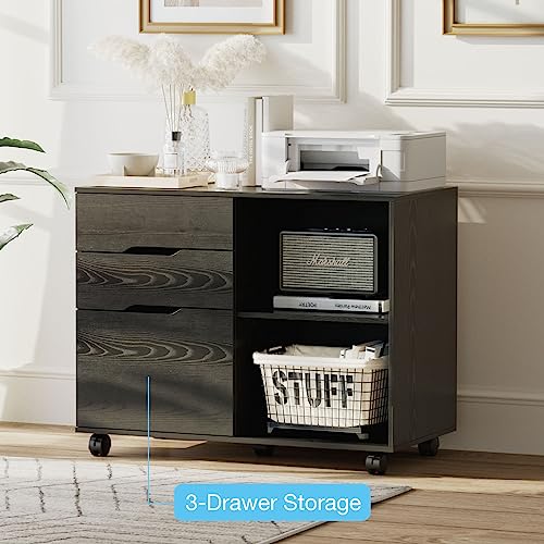 OLIXIS 3 Drawer Lateral File Cabinet, Rolling Printer - Image 7