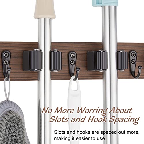 OUTNILI Mop and Broom Holder Wall Mount - Wood Broom Mop Hanger - Image 5