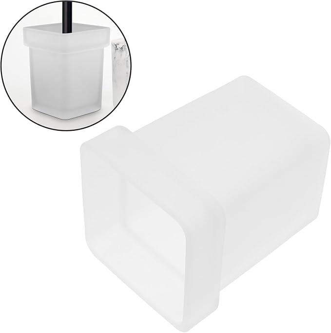 Ceramic Toilet Brush Holder with Square Frosted Bathroom Bowl Brush Stand for Household Toilet Cleaning and Storage