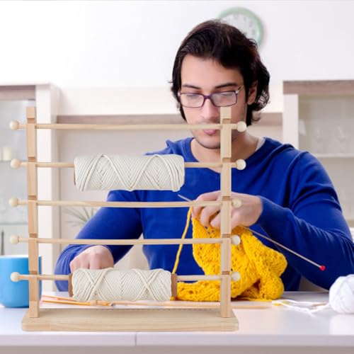 BENECREAT 5 Tier Ribbon Holder Organizer Rack, Wooden - Image 7