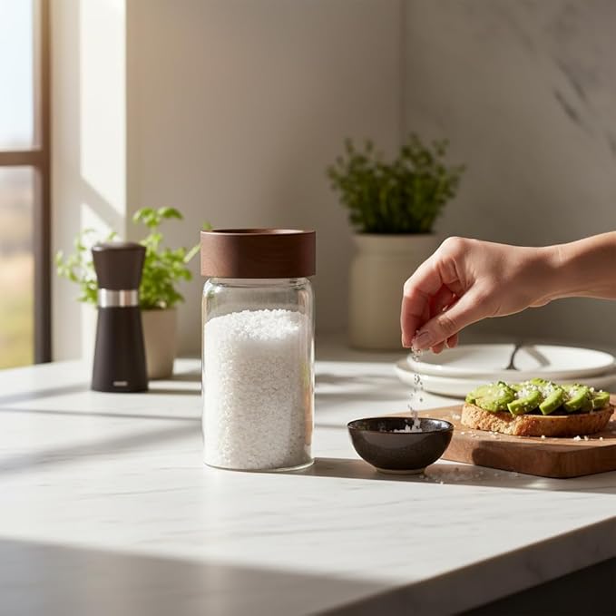 Wide Mouth Glass Storage Jars With 2.5" Acacia Wood Lids - 6 Pack of 8.5 Oz Food Storage Containers - Borosilicate Glass Canisters Sets For Kitchen - Pantry Organizers and Storage for Rice Coffee