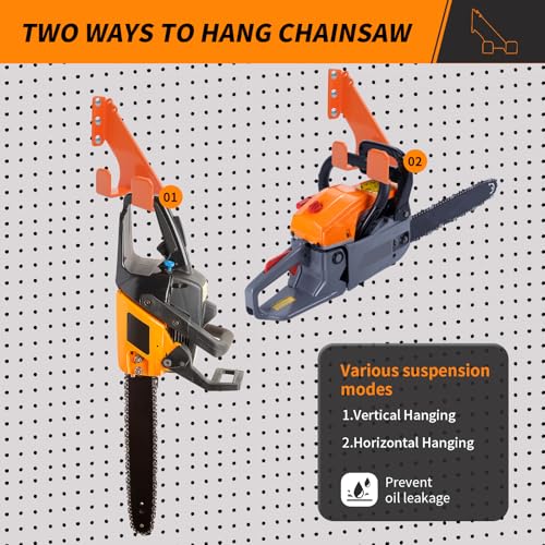 Chainsaw Holder Wall Mount, 2 Pack Heavy Duty Chainsaw - Image 4