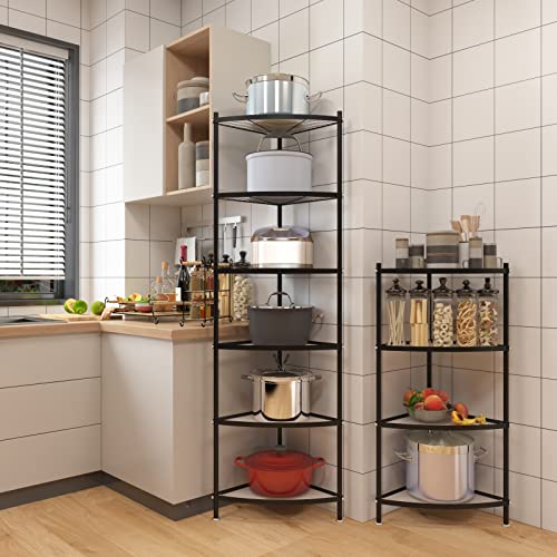 E&F Building Kitchen Corner shelf 4 Tier Black Standing Corner - Image 4