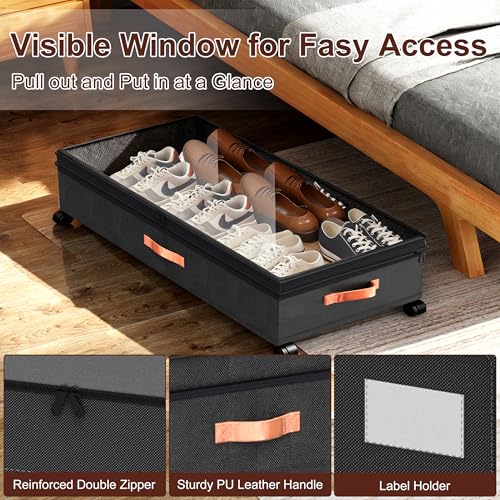 XXL Under Bed Storage with Wheels, 2 Pack 70L Extra Large Rolling - Image 5