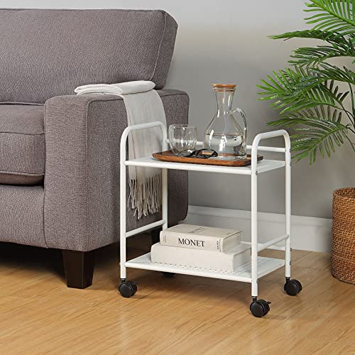 SunnyPoint 2-Tier Metal Rolling Utility Cart – Mobile Storage - Image 3