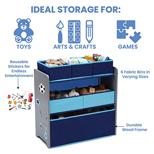 Delta Children Design and Store 6 Bin Toy Organizer, Grey/Blue - Image 6