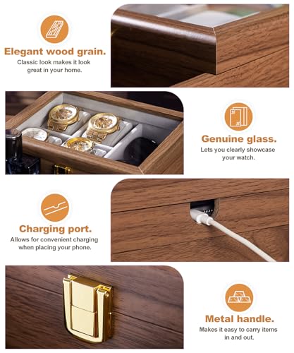 Homde Wooden Watch Box for Men: 3-Layer Organizer wi | All Products - Image 5