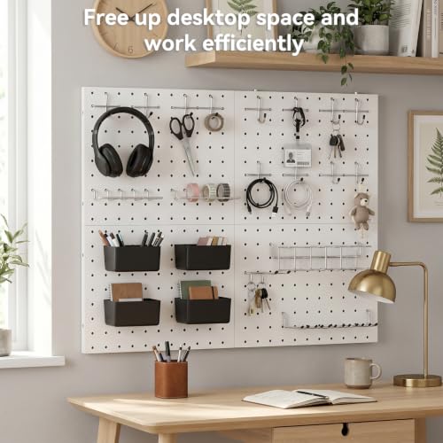 Peg Board, 4 Pack Metal Pegboard with Hooks - Image 5