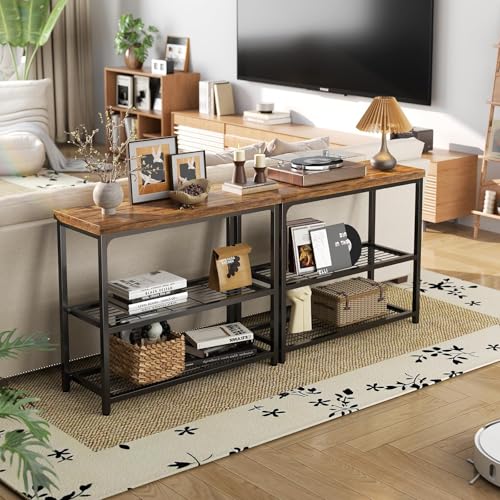 Besiost 32" Industrial Console Table with 3-Tier Storage, Rustic - Image 7
