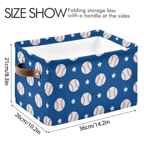 Emelivor Baseball Navy Blue Storage Basket Bins | Home Organization - Image 4