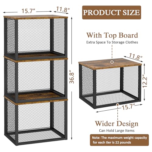 3 Pack Stackable Closet Organizers and Storage Basket, Closet - Image 3