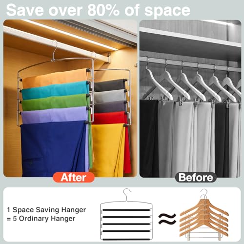 Korpai 6-Pack Pants Hangers Space-Saving Multi-Layer,150° - Image 8