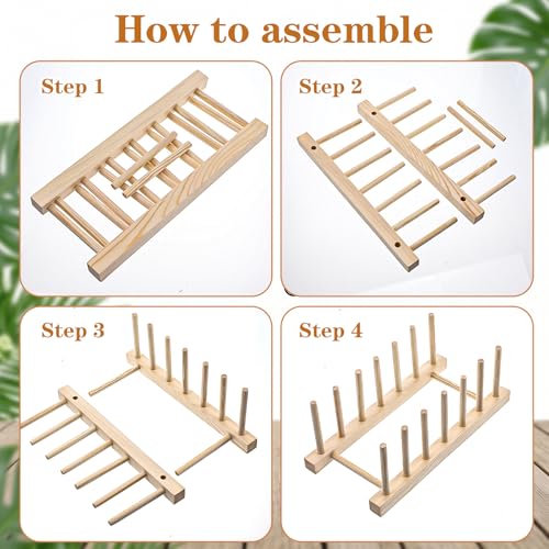 8 Pcs Wooden Plate Organizer for Cabinet, Bamboo Dish Drying Rack - Image 4