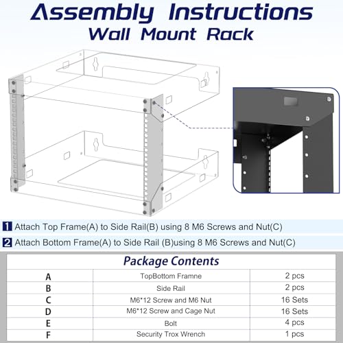 6U Wall Mount Open Frame 19 Inch Server Equipment Network Cabinet - Image 6
