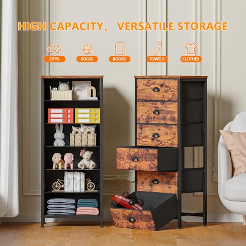 Furnulem Dresser for Bedroom, 6 Bins Tall Fabric Storage Drawers - Image 5