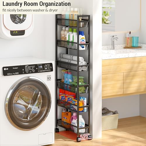 ThreeHio 6 Tier Slim Storage Cart, Narrow Cart with | All Products - Image 5