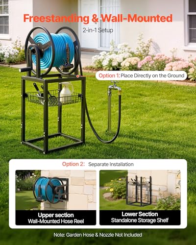 VEVOR Garden Hose Reel Freestanding & Wall Mount, Holds 200 ft - Image 4