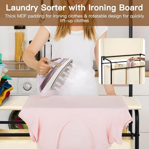 MYOYAY 3 Section Laundry Sorter with Garment Hanging Bar - Image 6