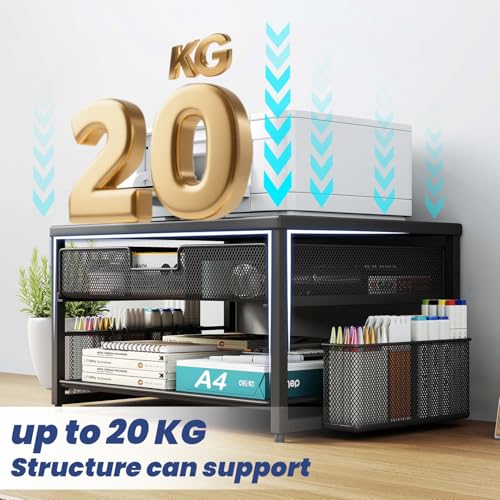 Metal Desktop Printer Stand with Storage Drawer & 2 Pen - Image 6