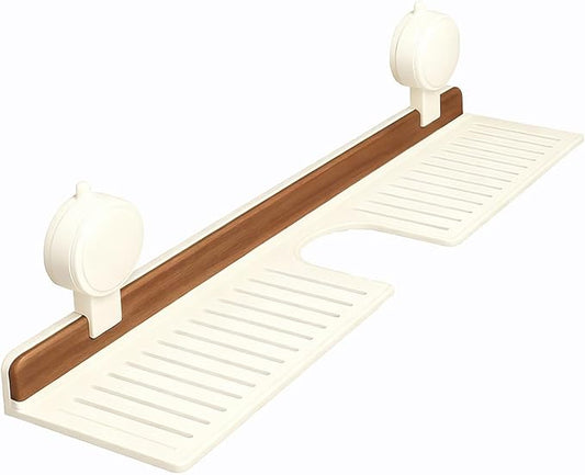 Bathroom Storage Shelves Floating,Modern Kitchen Organizer Faucet Shelf,No Mounted Shower Sink Caddy Organizers,Toothbrush soap Rack (White, 16 inch)